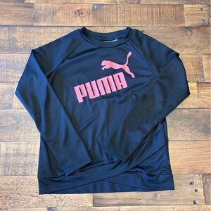 Puma Black Crew Sweatshirt with Pink Logo Accent
